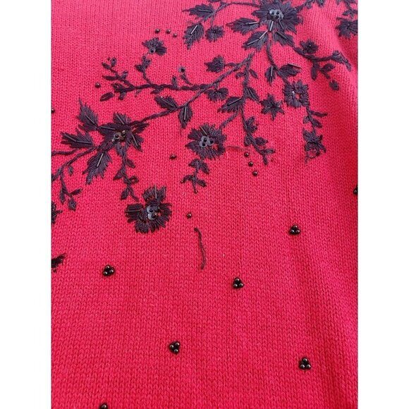 SOLD Vintage Christmas Holiday Sweater 2X Plus Beads Embroidered Party Ugly - Picture 3 of 8